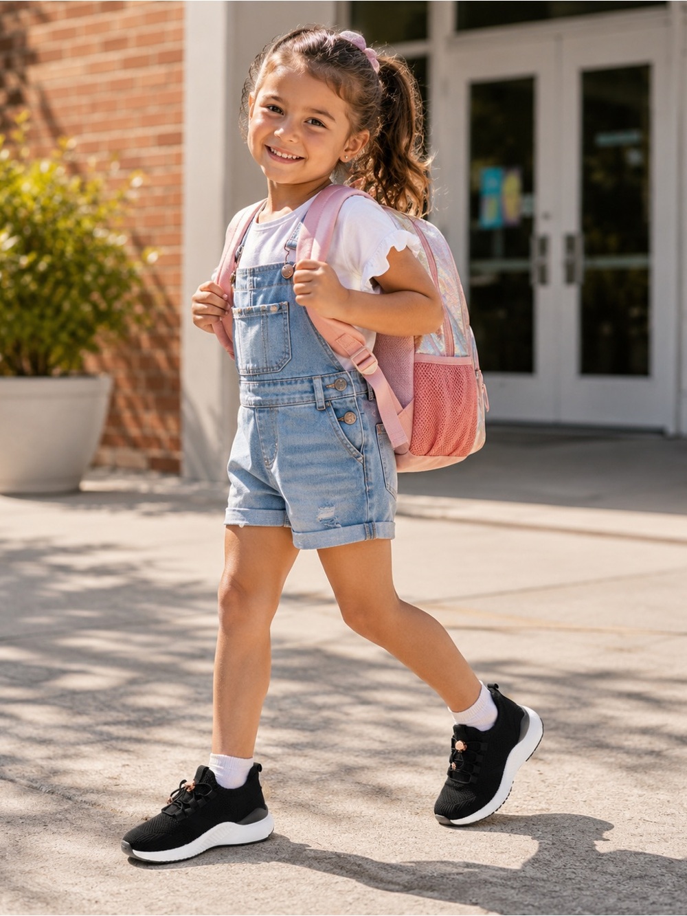 Danskin Kids Black Knit Sneakers with White Sole